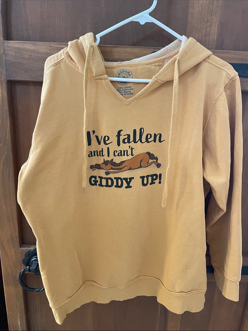 Women's Mustard Graphic Crewneck Hoodie - Unbranded